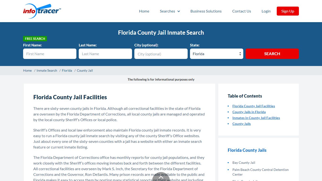 Florida County Jails Inmate Records Search - InfoTracer